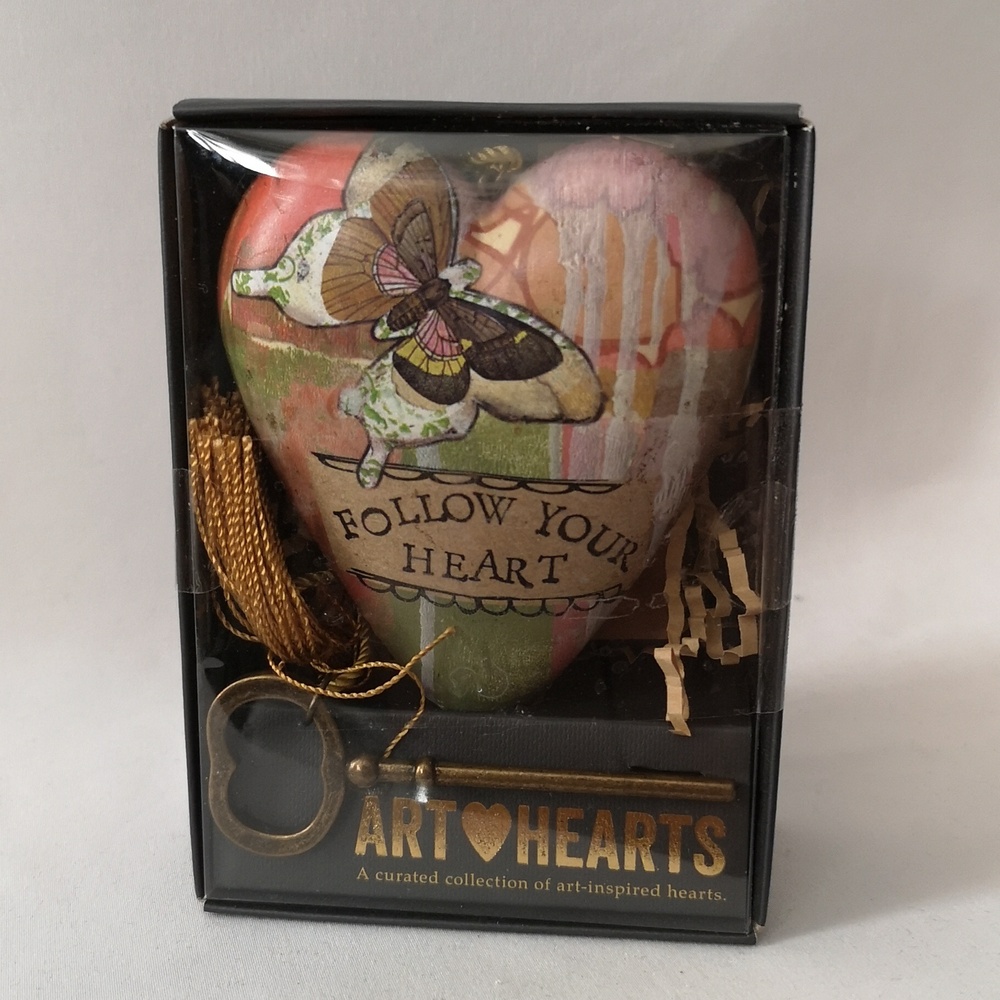 New in Box Art Hearts, Studio by Demdaco Pink & Green Featuring Butterfly w Key